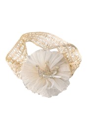 Infant Baby Hair Band Rhinestone Crown Headdress Baby Girl Mesh Elastic Headband Turban QX2D