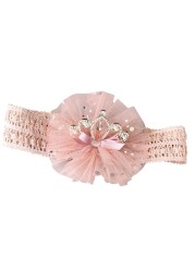 Infant Baby Hair Band Rhinestone Crown Headdress Baby Girl Mesh Elastic Headband Turban QX2D