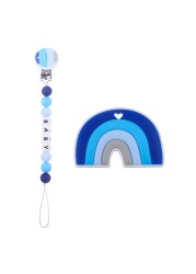 2pcs Baby Pacifier Chain Clip Rainbow Teether Set Newborn Nipple Dummy Clip Holder Silicone Teething Soother Molar Toys QX2D