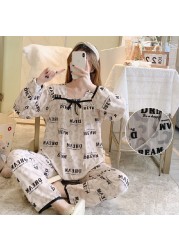 Fashion Cotton Maternity Nursing Pajamas Long Sleeve Pregnant Women Sleepwear Pregnancy Clothes Breastfeeding 2pcs Pajamas Suit