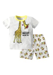 Animal Cartoon Girls Leopard Panda Pajamas Sets Boys Dinosaur Sleepwear Kids Clothing Sets Children Sleepwear Boys Nightwear