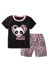 Animal Cartoon Girls Leopard Panda Pajamas Sets Boys Dinosaur Sleepwear Kids Clothing Sets Children Sleepwear Boys Nightwear