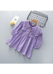 Autumn New Fashion Baby Girls Dresses Long Sleeve Chiffon Floral Princess Cute Dress Family Vacation Beach Kids Clothes 1-6 Years