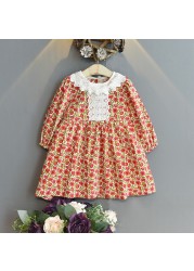 Autumn New Fashion Baby Girls Dresses Long Sleeve Chiffon Floral Princess Cute Dress Family Vacation Beach Kids Clothes 1-6 Years