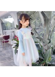 Autumn New Fashion Baby Girls Dresses Long Sleeve Chiffon Floral Princess Cute Dress Family Vacation Beach Kids Clothes 1-6 Years