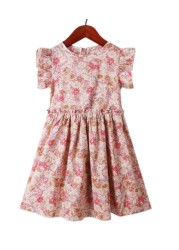 Girl Summer Dress 2022 New Casual Princess Dress Retro Small Floral Kids Dress Vestido 3-14Y G0005