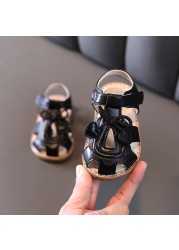 2022 Summer Baby Girl Shoes Cute Bow Cut-out Toddler Sandals Soft Bottom First Walkers Kids Beach Sandals