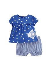 9M 12M 18M 24M 3T Baby Clothes Polka Dots Tops + Stripes Pants 2pcs Newborn Girls Clothing Sets Infant Baby Clothes