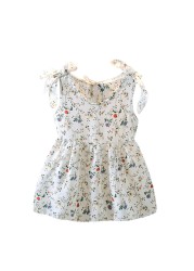 2022 New Summer Baby Toddler Kids Girls Sleeveless Ribbons Bow Floral Dress Princess Dresses Girls Clothes Kids Casual Dresses