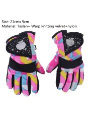 Kids Girls Boys Gloves Children Ski Gloves Thick Warm Pony Printed Waterproof Windproof Snow Gloves For Outdoor Sports 3-15Y