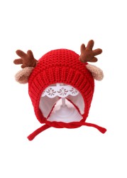 Cute Deer Elk Antlers Baby Hat Winter Warm Plush Knitted Ear Warmer Children Hat Bonnet Boys Girls Beanie Hat Christmas Hats