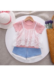 New summer baby clothes suit children girls fashion cute shirt shorts 2pcs/sets baby costume cotton casual kids sportswear