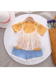 New summer baby clothes suit children girls fashion cute shirt shorts 2pcs/sets baby costume cotton casual kids sportswear