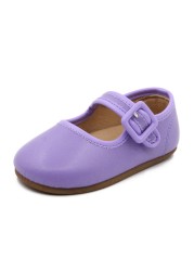 Candy Color Mary Janes 2022 Spring Autumn New Children's Small Leather Shoes Kindergarten Girls Single Flats Casual Shoes