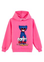 Casey Messi Poppy Play Costume Kids Pullover Hooded Boys Fashion Harajuku Scary Heji Yuuji Sweatshirt Girls Horror Clothes