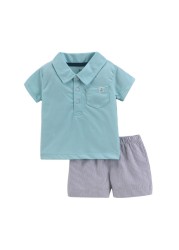 Summer Boys Gentleman Infant Clothing Set Newborn Sportswear Boys Outfits Toddler Outfits Boys Polo Shirts Sports Pants