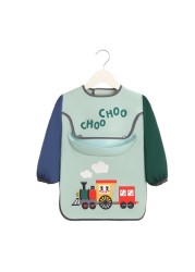 Children's Cartoon Printed Waterproof Baby Bib Adjustable Long Sleeve Baby Bib