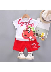 New summer baby boys children's clothing girls cute cartoon cotton T-shirt shorts 2pcs/sets baby casual outfit kids sportswear