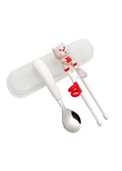 Cute Animal Chopsticks Kids Training Tableware With Box Cartoon Children Learn Chinese Chopsticks Spoon Sets for2-6Y Utensils