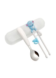 Cute Animal Chopsticks Kids Training Tableware With Box Cartoon Children Learn Chinese Chopsticks Spoon Sets for2-6Y Utensils