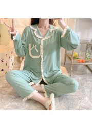 Women Sleepwear Pregnant Breastfeeding Clothes Pajama Set Homewear Spring Autumn Maternity Clothes Cotton Pregnancy Nursing Outfit