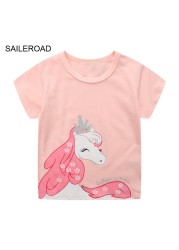 Seieroad Summer T-shirt Cotton Short Sleeve T-shirt Cartoon Dinosaur T-shirt Kids T-shirt Baby Girls Boys Kids Tops