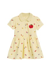 Bear Leader Kids Girls Cotton Fruit Print Dress Short Sleeve Girls Party Dresses Casual Girls Clothes