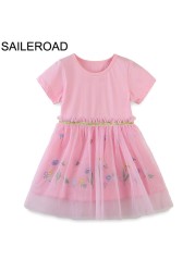 Glieroad 2-8 Years Baby Girls Cute Unicorn Princess Dress Girl Summer Short Sleeve Dresses Kids Clothes Children Suits