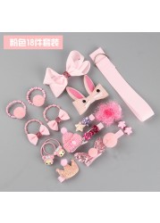 Cute Baby Girl Headbands Set 18pcs Children Hair Clip Set Little Girl Hair Accessories Bows for Baby Girl Elastic Headdress Gift