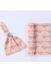 2pcs/set Baby Sleeping Bag Cotton Swaddle Wrap Hat Set Blanket Print Newborn Receiving Blanket Bolsa Infantil