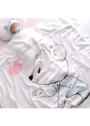 110x110cm Breathable Cartoon Bath Towel Newborn Swaddle Wrap High Quality Baby Blanket Infant Bedding Baby Ice Silk Blankets