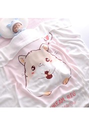 110x110cm Breathable Cartoon Bath Towel Newborn Swaddle Wrap High Quality Baby Blanket Infant Bedding Baby Ice Silk Blankets