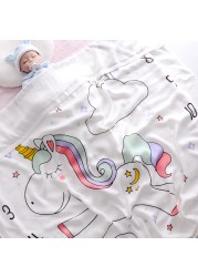 110x110cm Breathable Cartoon Bath Towel Newborn Swaddle Wrap High Quality Baby Blanket Infant Bedding Baby Ice Silk Blankets