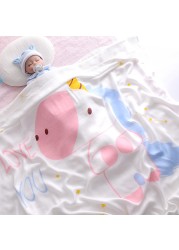 110x110cm Breathable Cartoon Bath Towel Newborn Swaddle Wrap High Quality Baby Blanket Infant Bedding Baby Ice Silk Blankets