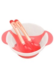 Newborn Baby Dinner Bowl Set Training Bowl Spoon Cutlery Set Dinner Bowl Learn Dishes with Suction Cup Dinnerware