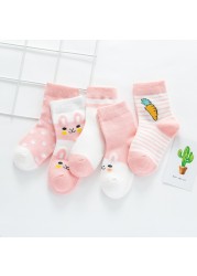 5Pairs/Lot 0-9Y Kids Socks Summer Cotton Cartoon Animal Kids Socks Carrot Girls Mesh Cute Newborn Boy Toddler Children Socks