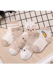 5Pairs/Lot 0-9Y Kids Socks Summer Cotton Cartoon Animal Kids Socks Carrot Girls Mesh Cute Newborn Boy Toddler Children Socks