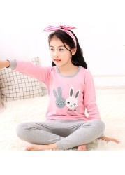 Easter Pyjamas Kids Pajamas Girl Sleepwear Set Cotton Rabbit Top+Pants Pijama Outfit Long Sleeve 2pc Pink Children Night Clothes