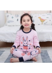 Easter Pyjamas Kids Pajamas Girl Sleepwear Set Cotton Rabbit Top+Pants Pijama Outfit Long Sleeve 2pc Pink Children Night Clothes