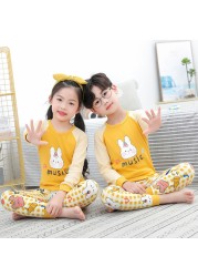 Easter Pyjamas Kids Pajamas Girl Sleepwear Set Cotton Rabbit Top+Pants Pijama Outfit Long Sleeve 2pc Pink Children Night Clothes