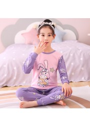 Easter Pyjamas Kids Pajamas Girl Sleepwear Set Cotton Rabbit Top+Pants Pijama Outfit Long Sleeve 2pc Pink Children Night Clothes