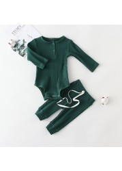 0-2Y Newborn Baby Girl Boy Clothes Set Autumn Spring Long Sleeve Cotton Pants and Pants Suit Home Wear Cute Baby Outfit