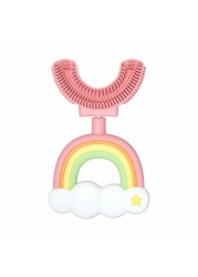 Children's U-shaped Silicone Toothbrush Rainbow Clouds Shape 360 ​​Degree Teething Soft Brushing Device Baby Oral Oral Clean