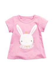 Little Maven 2022 Baby Girls New Fashion Tops Lovely Cartoon Rabbit Cotton T-shirt Soft and Comfort For Kids 2-7 Years