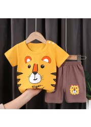 Seieroad Children's Summer Clothes Dinosaur Boys Cartoon T-shirt T-shirt + Pants Kids Clothes Short Sleeve Teenage Clothing Set Tracksuit