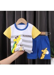 Seieroad Children's Summer Clothes Dinosaur Boys Cartoon T-shirt T-shirt + Pants Kids Clothes Short Sleeve Teenage Clothing Set Tracksuit