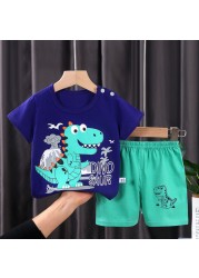 Seieroad Children's Summer Clothes Dinosaur Boys Cartoon T-shirt T-shirt + Pants Kids Clothes Short Sleeve Teenage Clothing Set Tracksuit