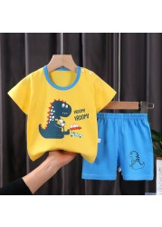 Seieroad Children's Summer Clothes Dinosaur Boys Cartoon T-shirt T-shirt + Pants Kids Clothes Short Sleeve Teenage Clothing Set Tracksuit