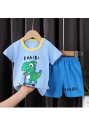 Seieroad Children's Summer Clothes Dinosaur Boys Cartoon T-shirt T-shirt + Pants Kids Clothes Short Sleeve Teenage Clothing Set Tracksuit