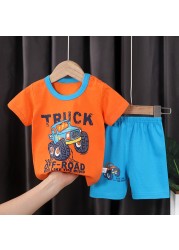 Seieroad Children's Summer Clothes Dinosaur Boys Cartoon T-shirt T-shirt + Pants Kids Clothes Short Sleeve Teenage Clothing Set Tracksuit